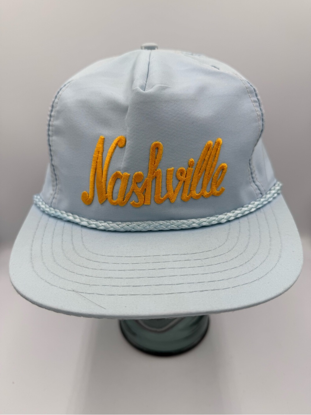 Vintage Nashville Trucker SnapBack Baby Blue Hat Retro